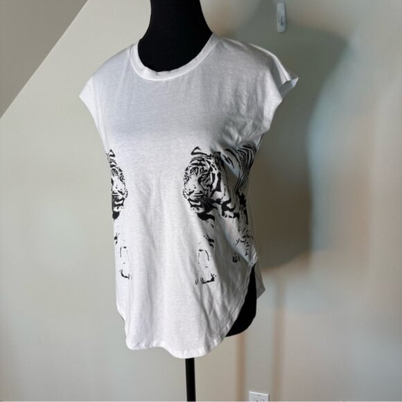 SIGNORELLI New With Tags Tiger Tee Tank Sleeveless T Shirt White Black Tattoo - Picture 8 of 13